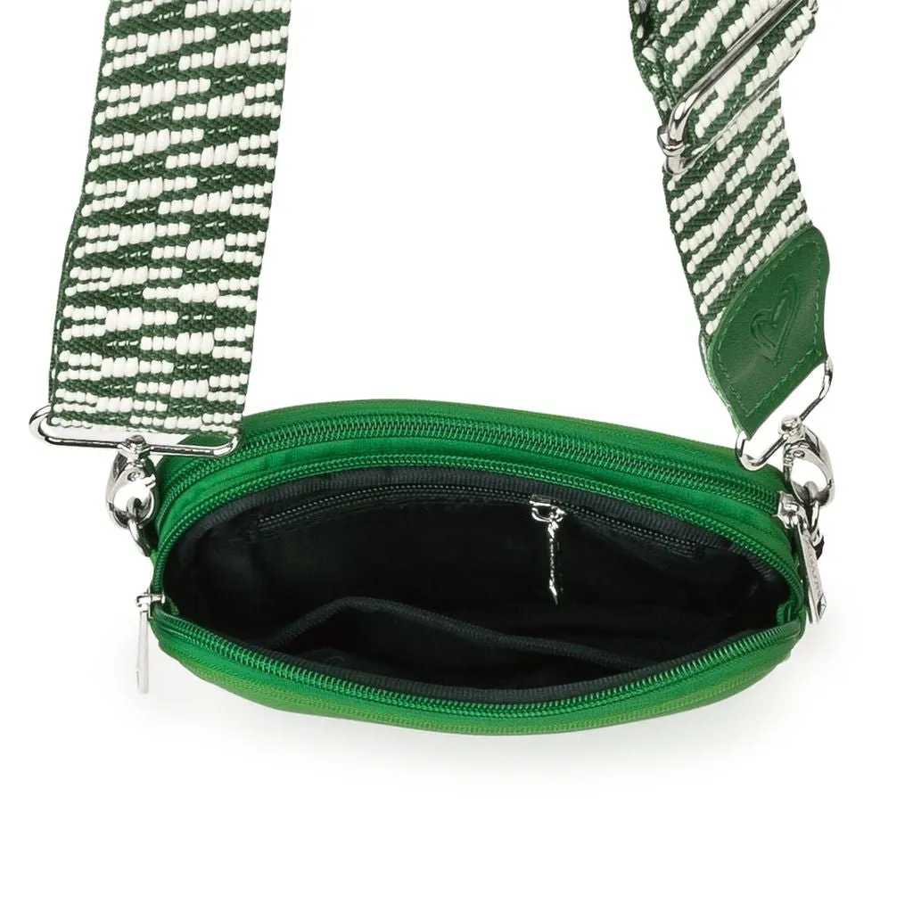 Kelly Green Dual Zipper Belt/Crossbody Bag