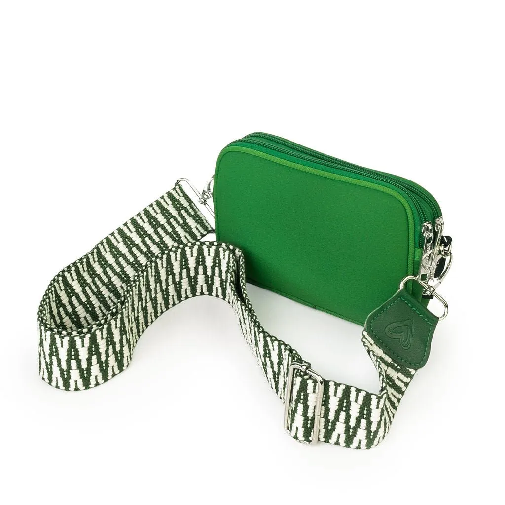 Kelly Green Dual Zipper Belt/Crossbody Bag