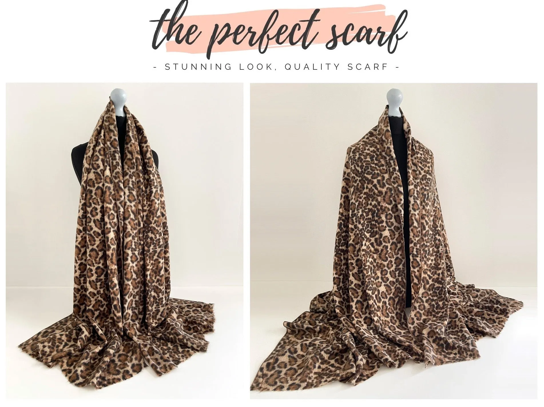 LARGE BROWN SUPER SOFT FLEECE FEEL LEOPARD PRINT SCARF