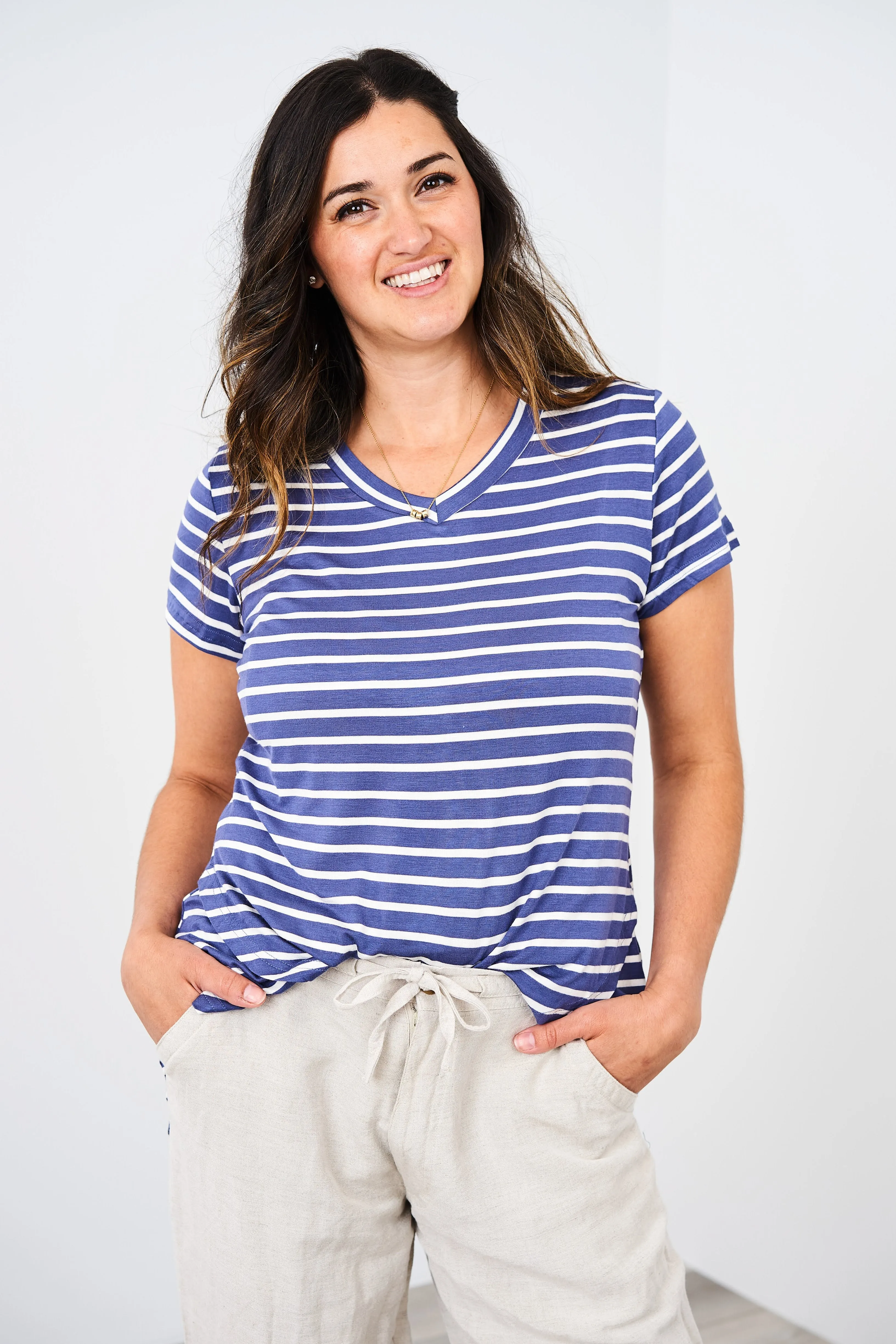 Latched Mama Printed V-Neck Nursing Tee 2.0 - Final Sale