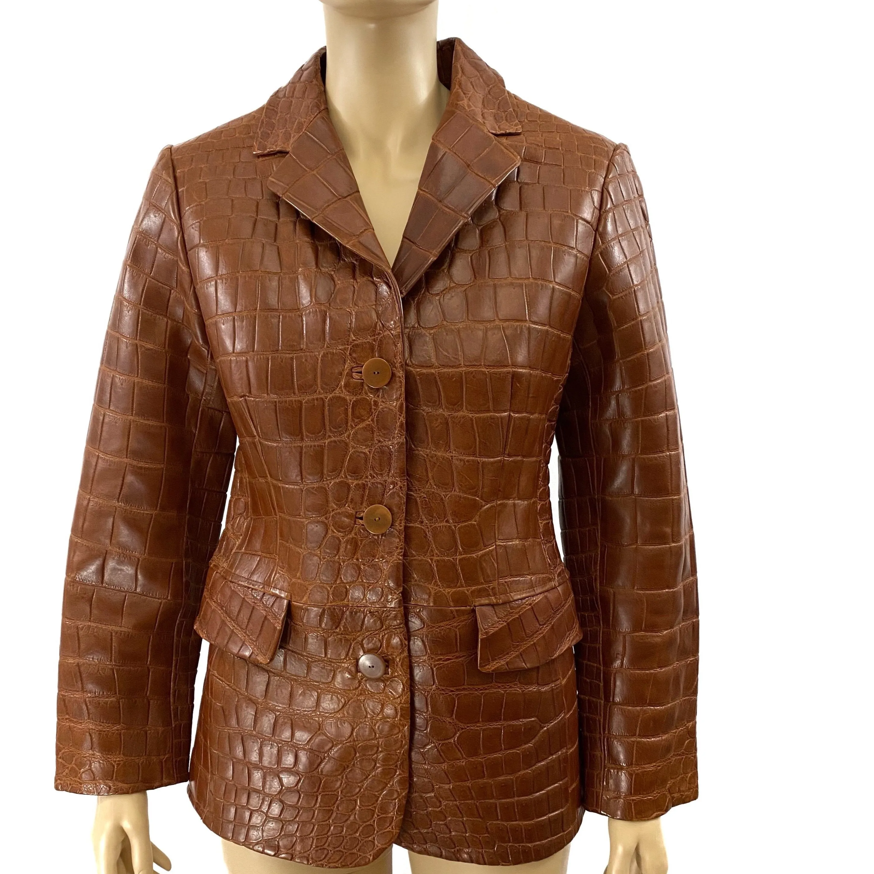 Laurent Effel Brown Crocodile Jacket Size S/M