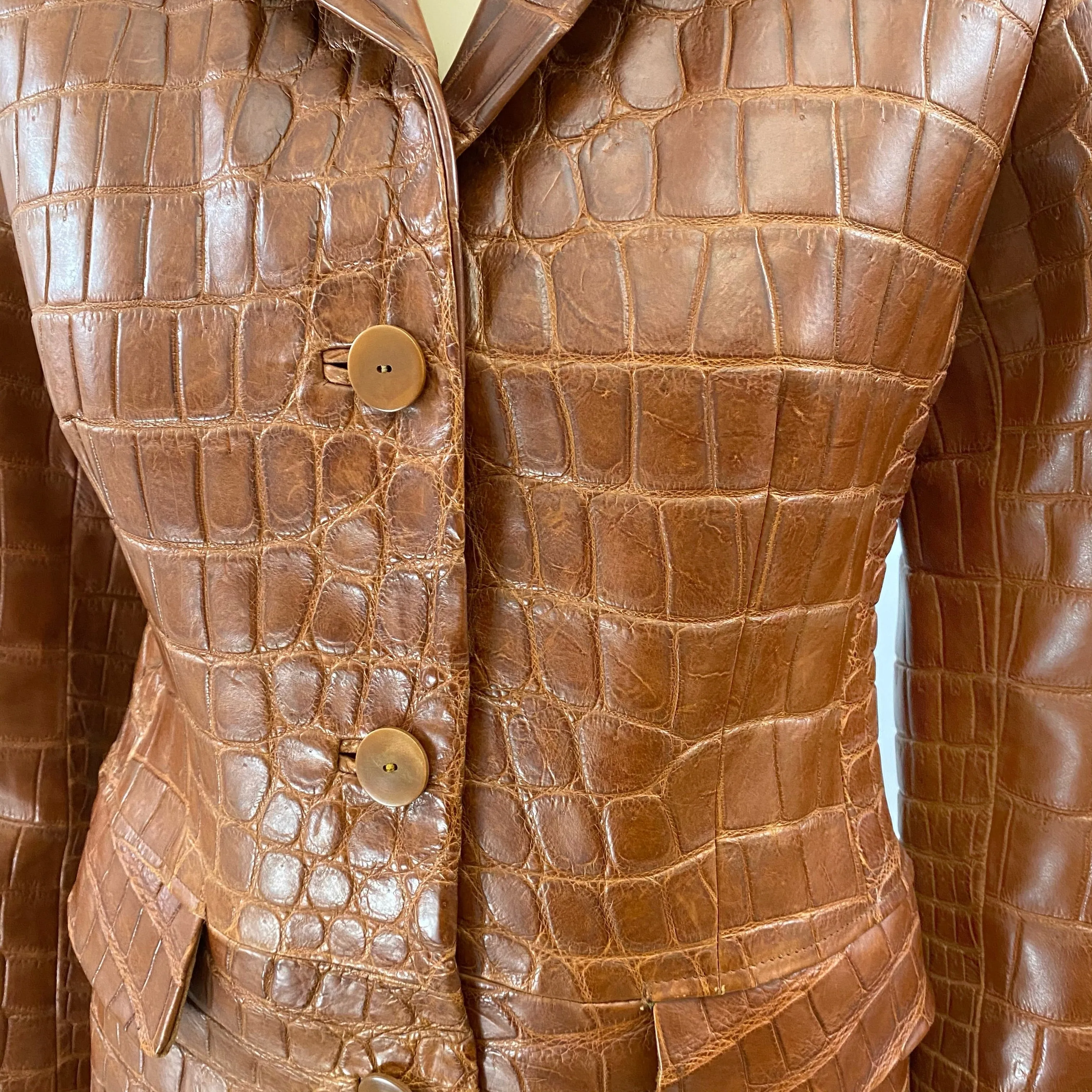 Laurent Effel Brown Crocodile Jacket Size S/M