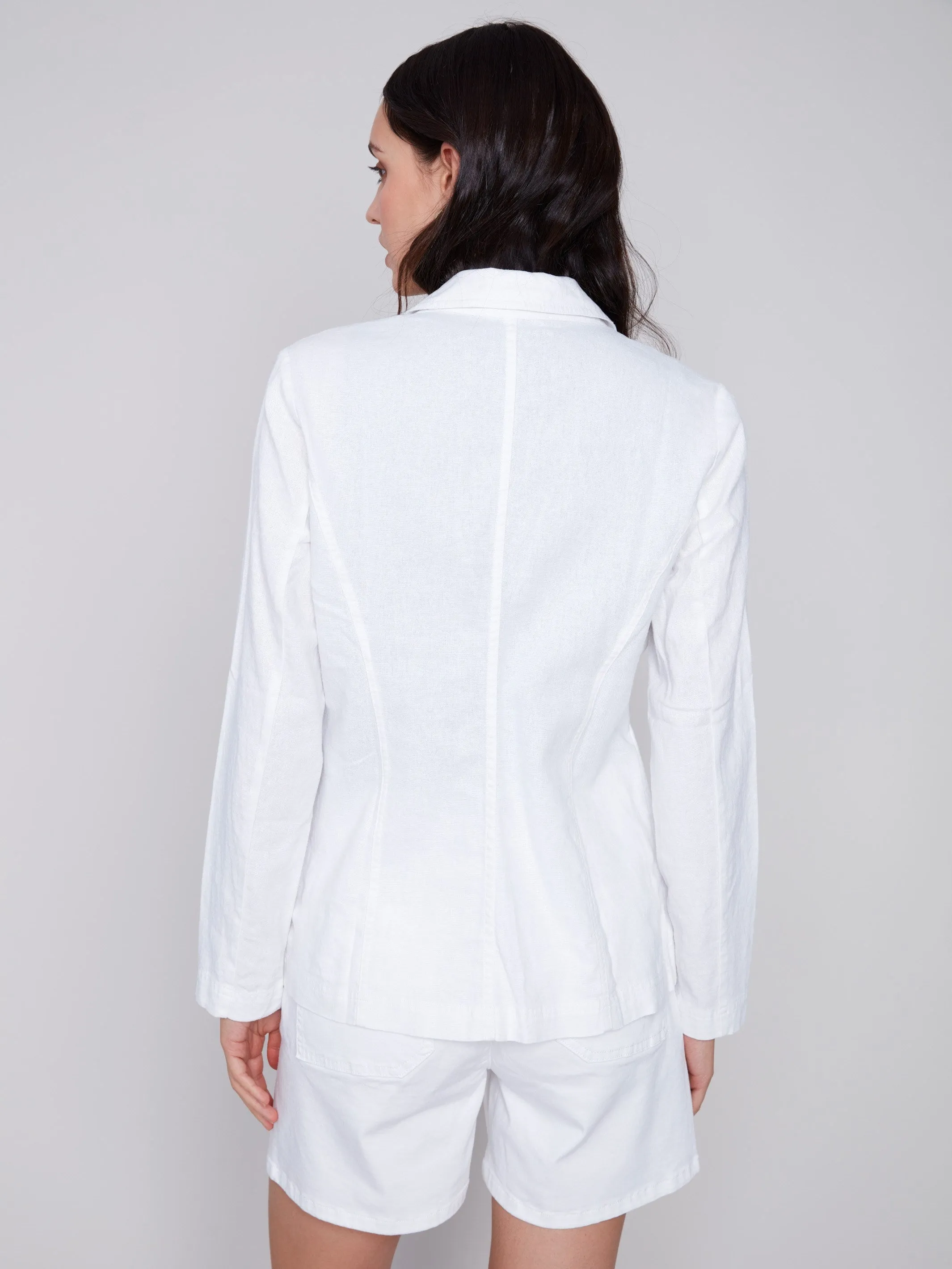 Light Linen Blend Blazer - White