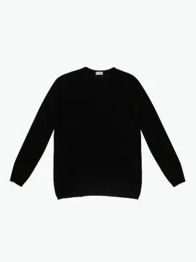 Linen Blend Crew Neck Knitted Sweater Black