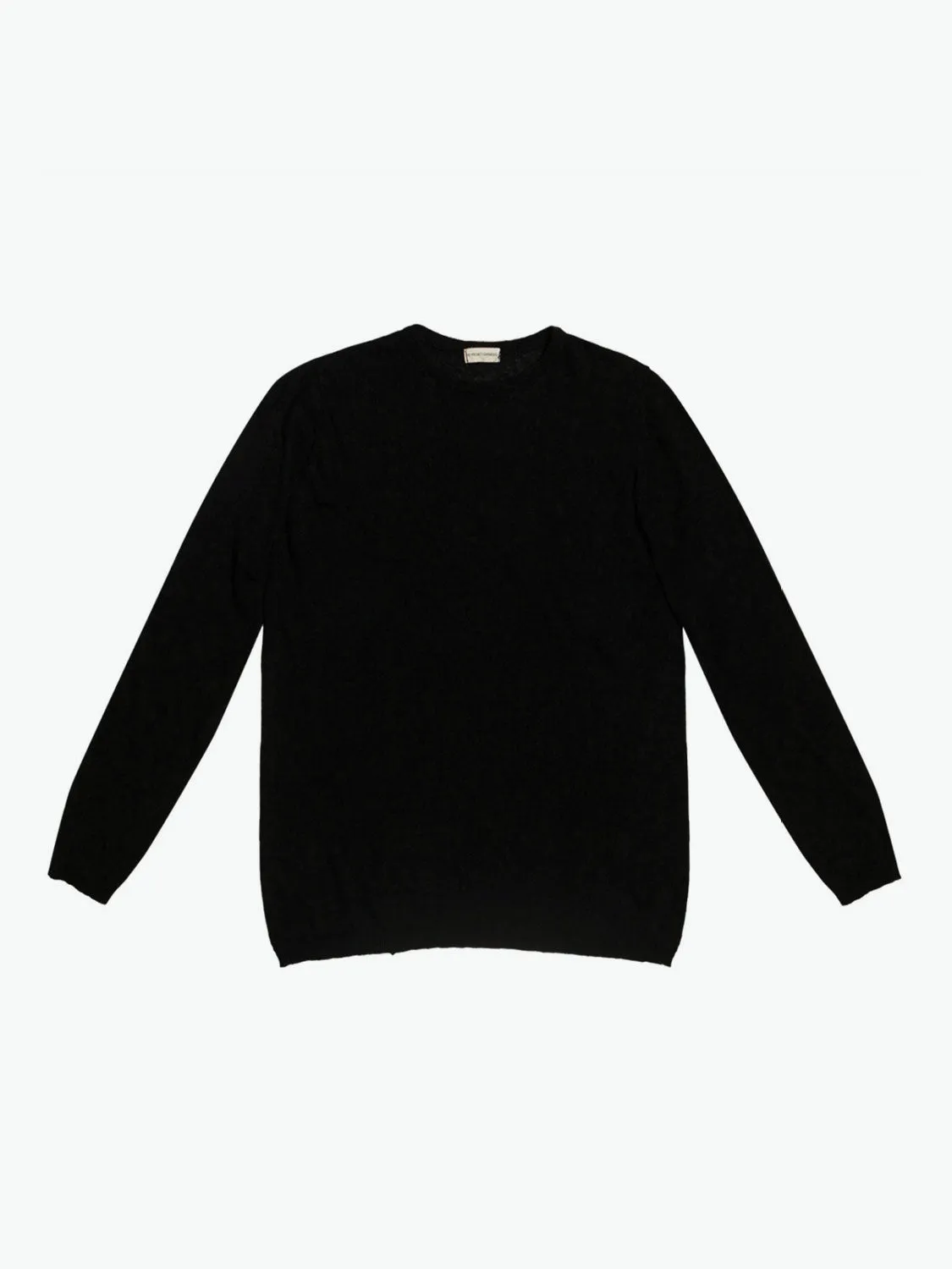 Linen Blend Crew Neck Knitted Sweater Black