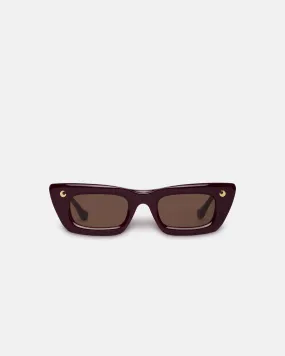 Londyn - Bio-Plastic Oversized Cat-Eye Sunglasses - Burgundy