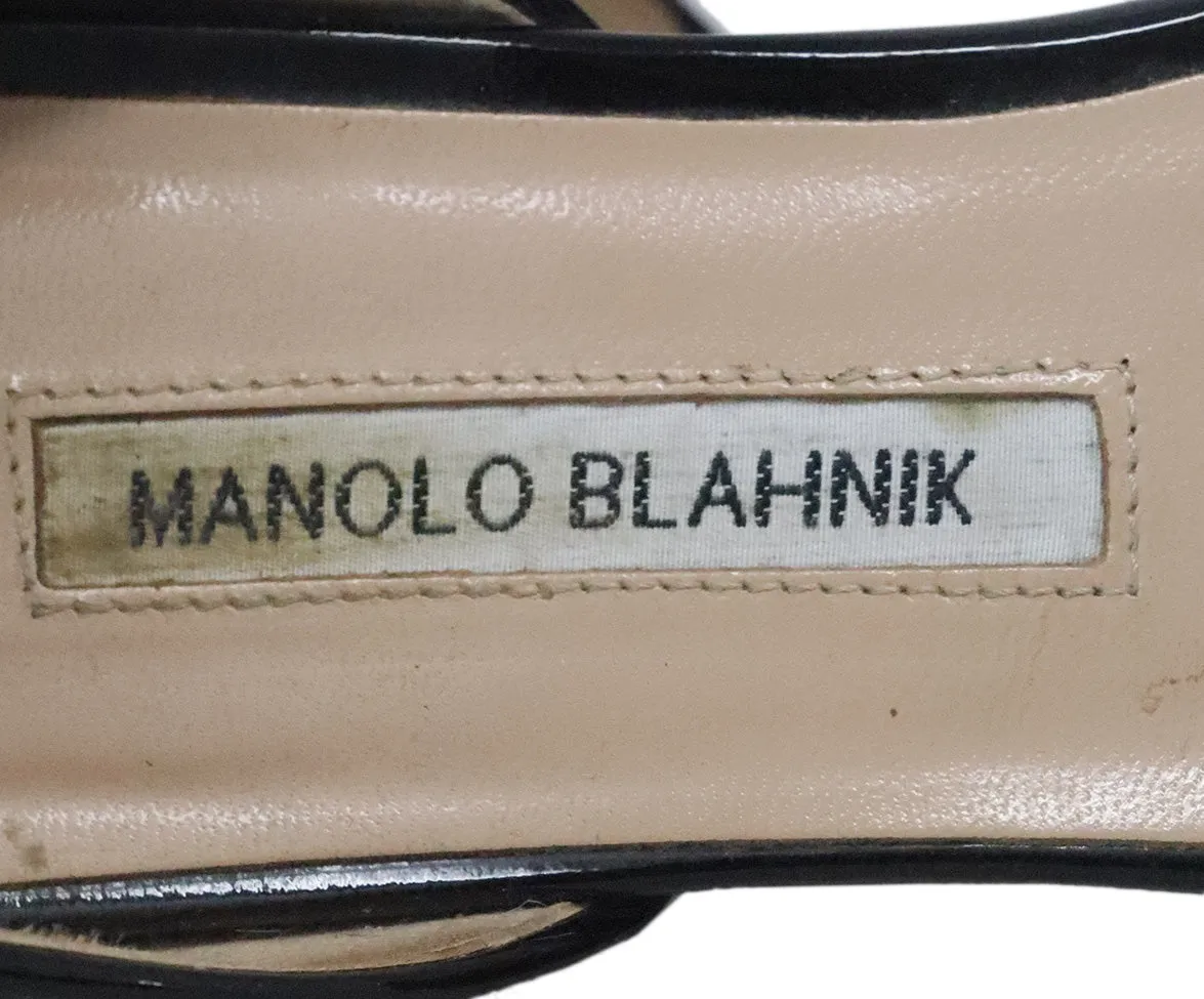 Manolo Blahnik Black Patent Leather Flats sz 9