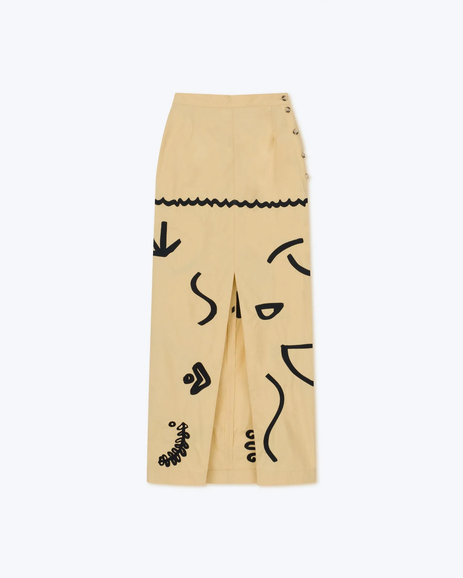 Marjo - Sale Embroidered Poplin Skirt - Vintage Creme