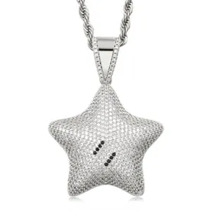 Micro Paved Iced Shiny Star Pendant Necklace For Men And Women