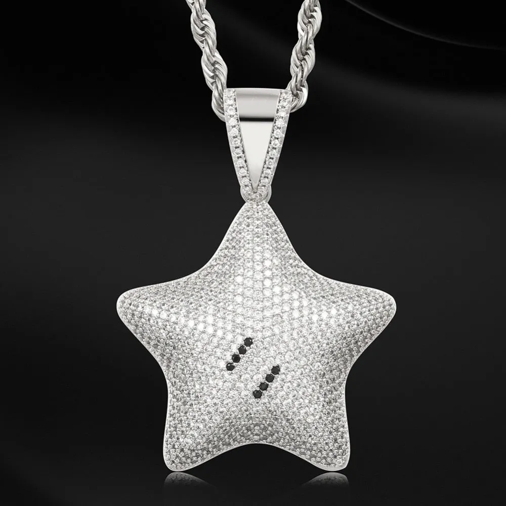 Micro Paved Iced Shiny Star Pendant Necklace For Men And Women