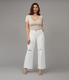 MILAN-WHT High Rise Wide Leg Jeans