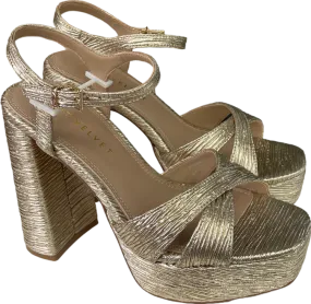 Mint Velvet Gold Metallic Plissé Block Heels BNIB UK 7 EU 40 👠