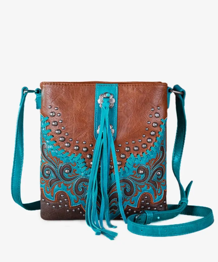 Montana West Embroidered Studed Crossbody Set