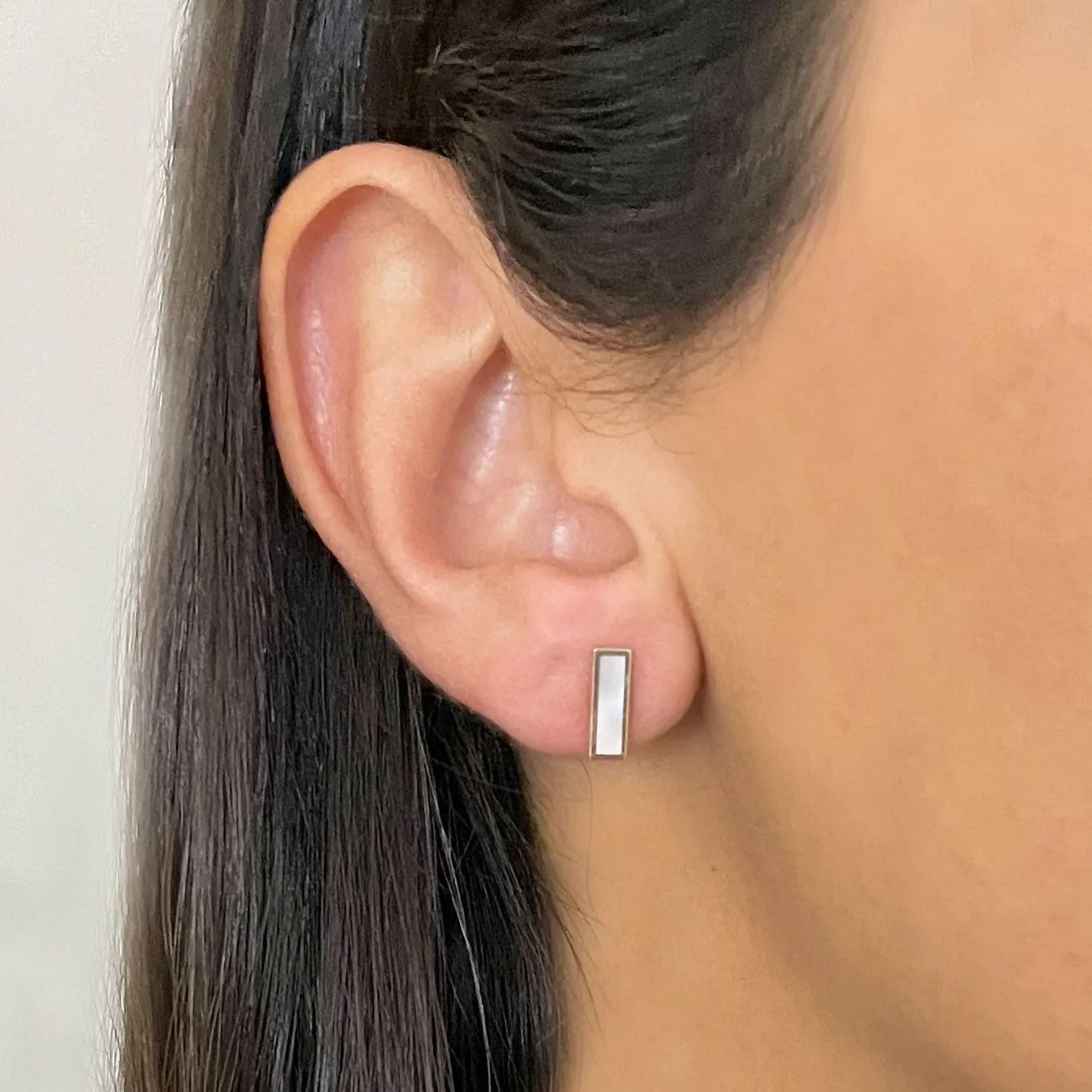 Mother of Pearl Bar Stud Earrings