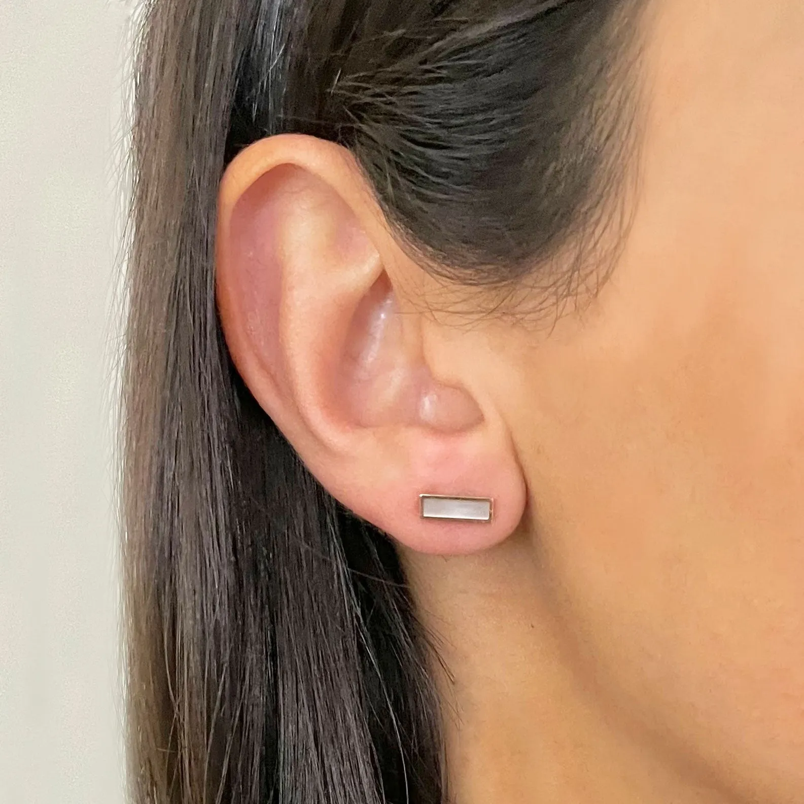 Mother of Pearl Bar Stud Earrings