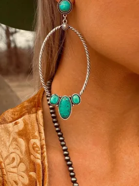 Natural stoned big turquoise earrings