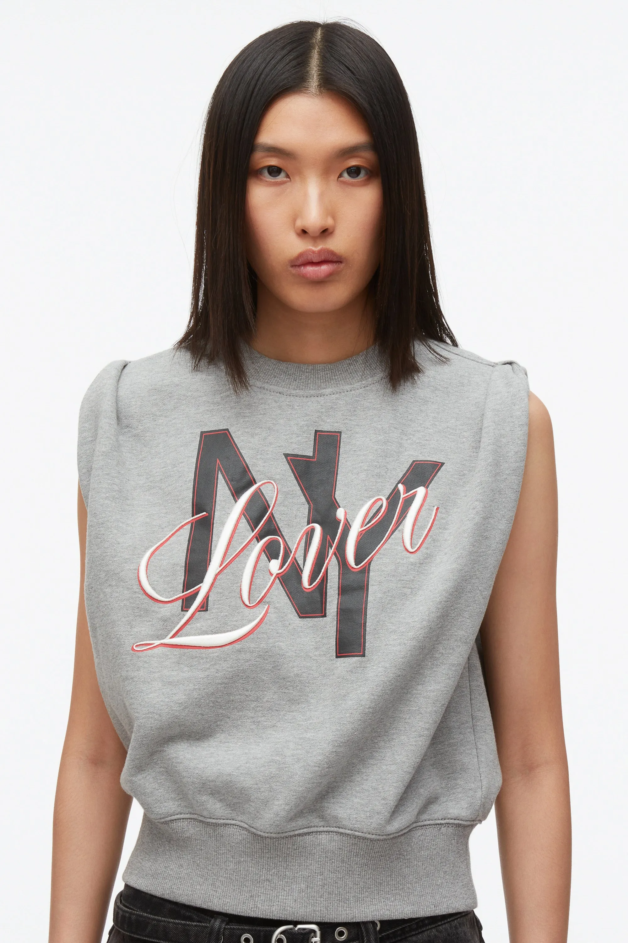 NY Lover Sleeveless Cropped Sweatshirt