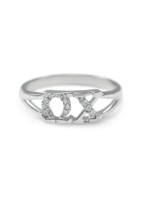 Omega Chi Sterling Silver Ring with Simulated Diamonds