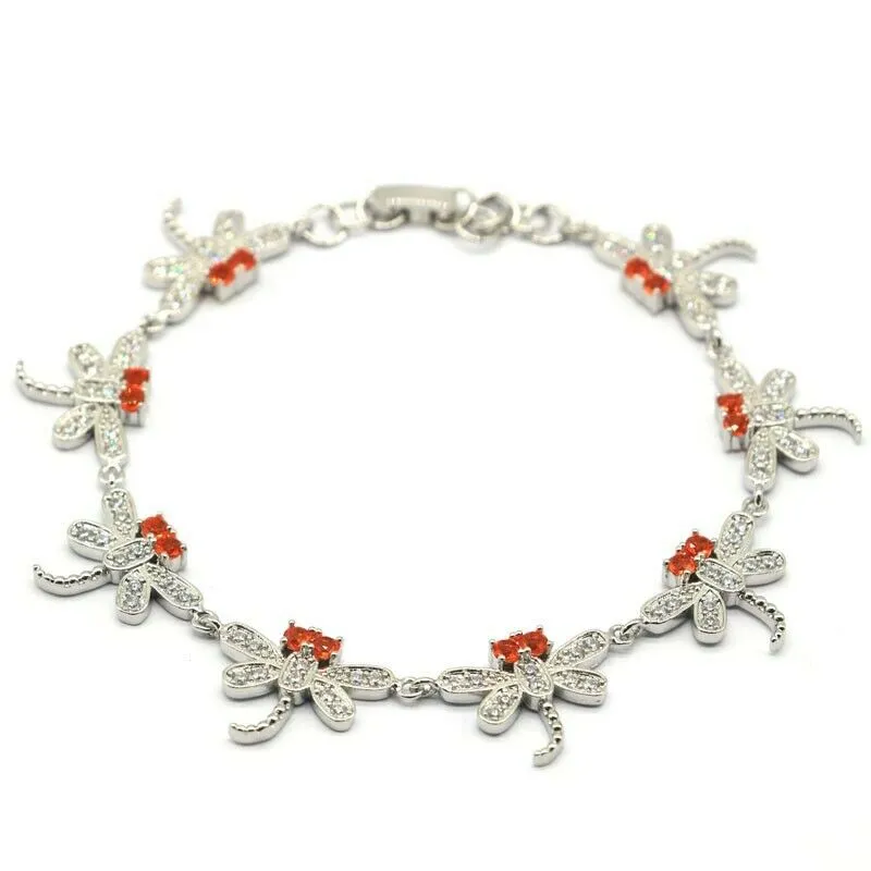 Orange Spessartite Dragonfly Tennis Bracelet