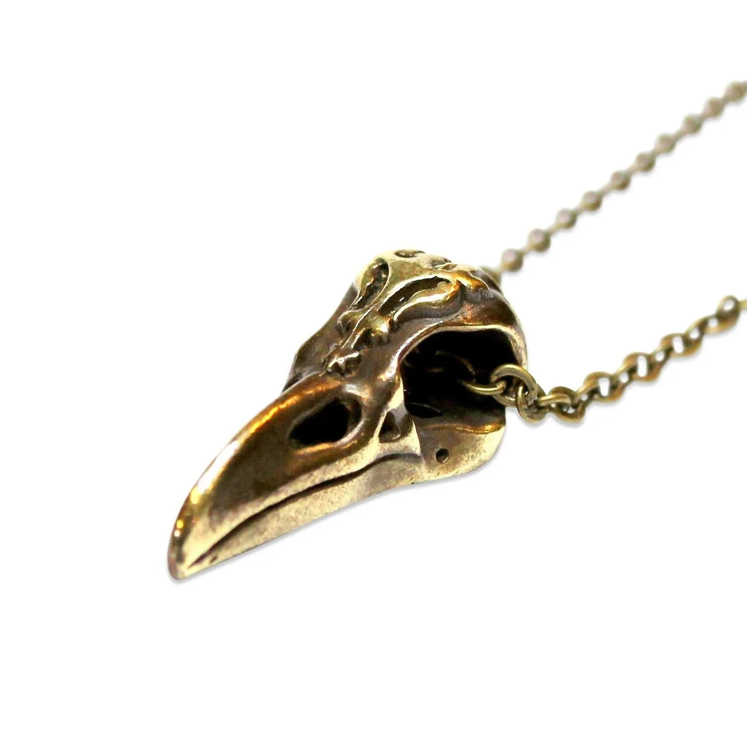 Ornate Victorian Raven Skull Necklace