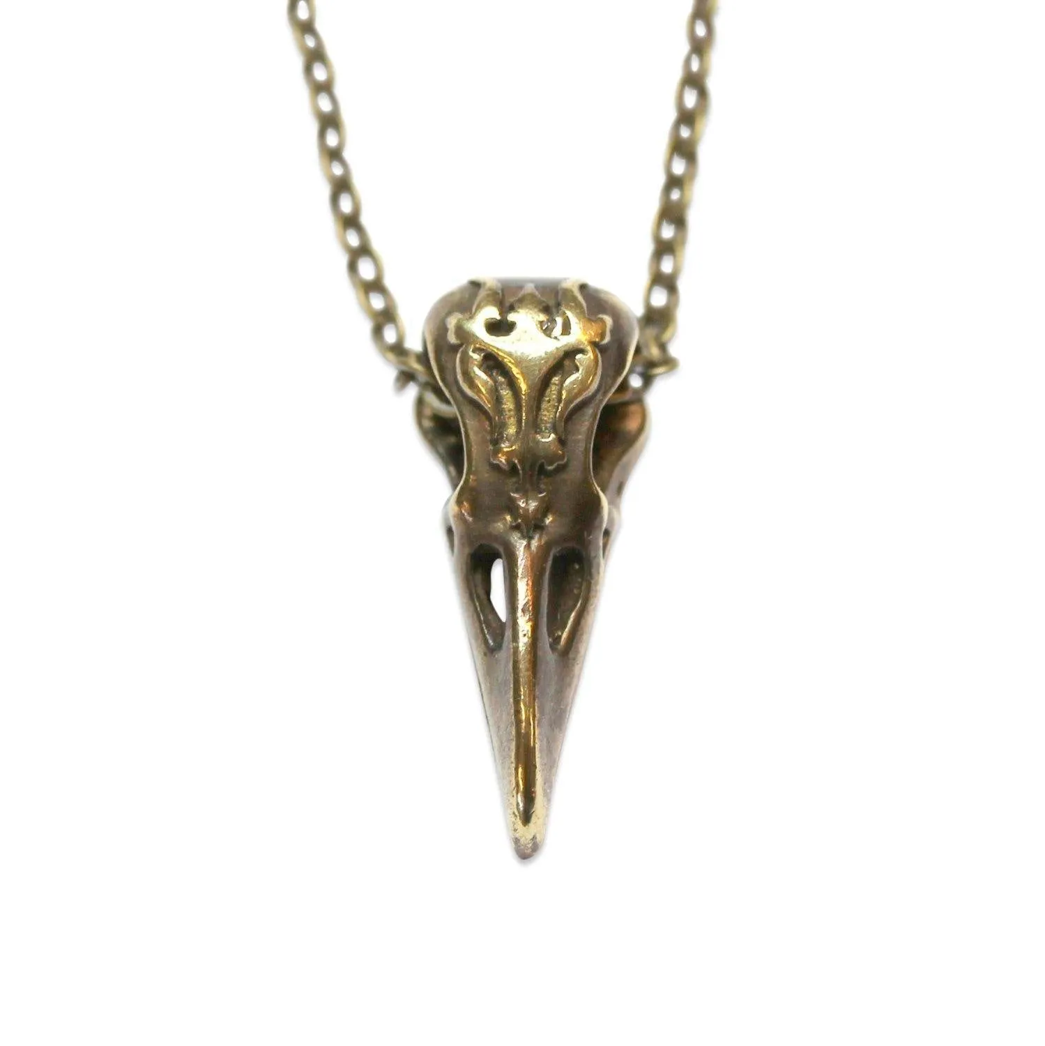 Ornate Victorian Raven Skull Necklace