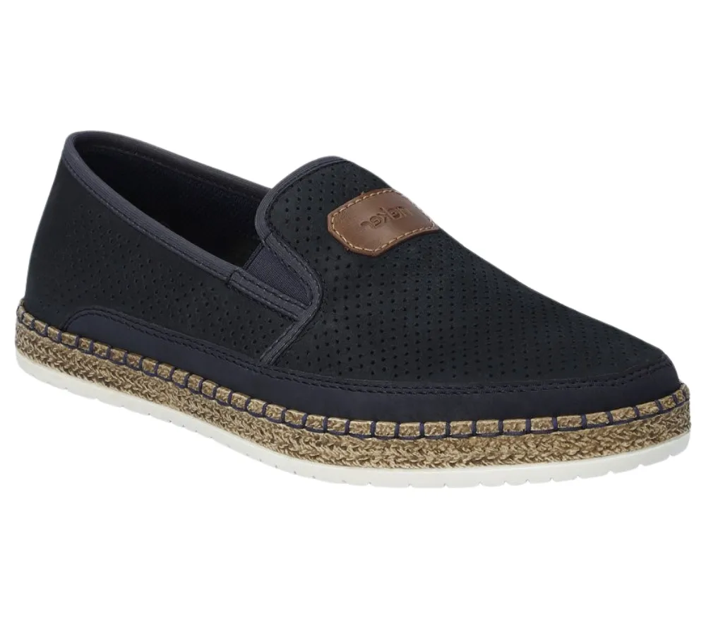 Pantofi casual, barbati, RIEKER, B5272-14 bleumarin, piele naturala