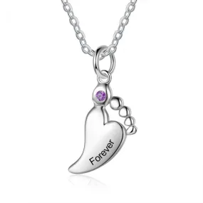 Personalized Birthstone Baby Feet Necklace For Mom- Best Gifts For New Mom- Mothers Day Gift