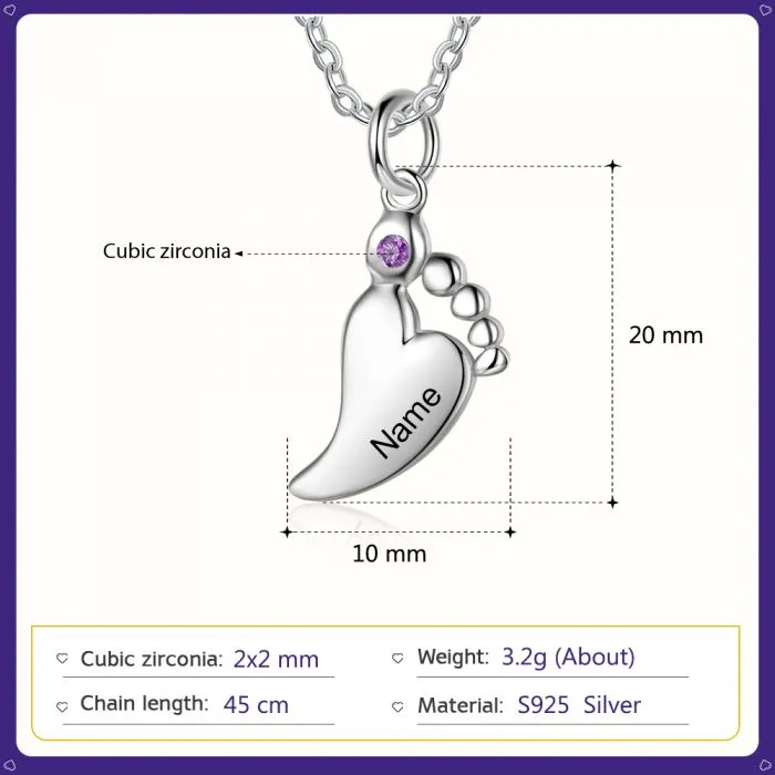 Personalized Birthstone Baby Feet Necklace For Mom- Best Gifts For New Mom- Mothers Day Gift