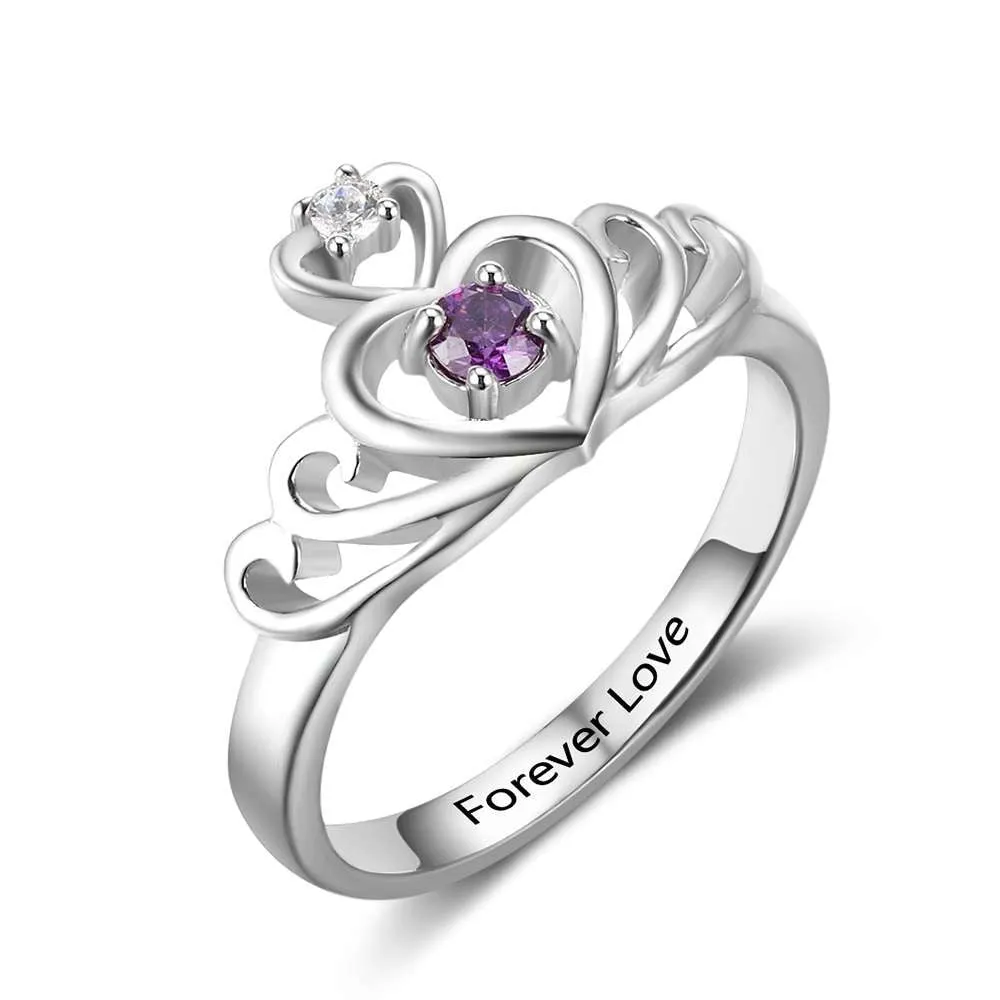 Personalized Heart-Shaped Pattern Crown Ring