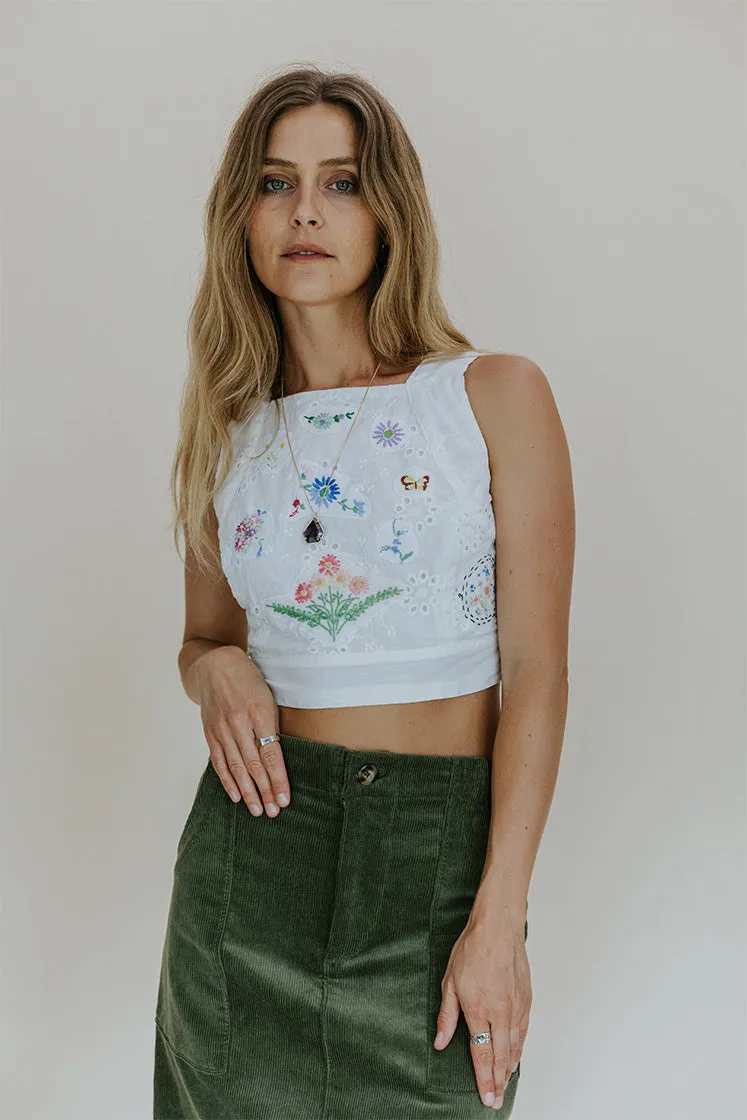 Pinafore Patchwork Crop Top - Eyelet