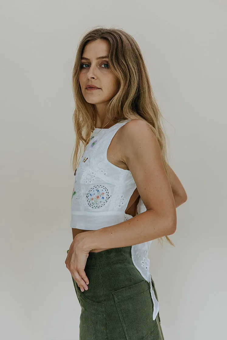 Pinafore Patchwork Crop Top - Eyelet