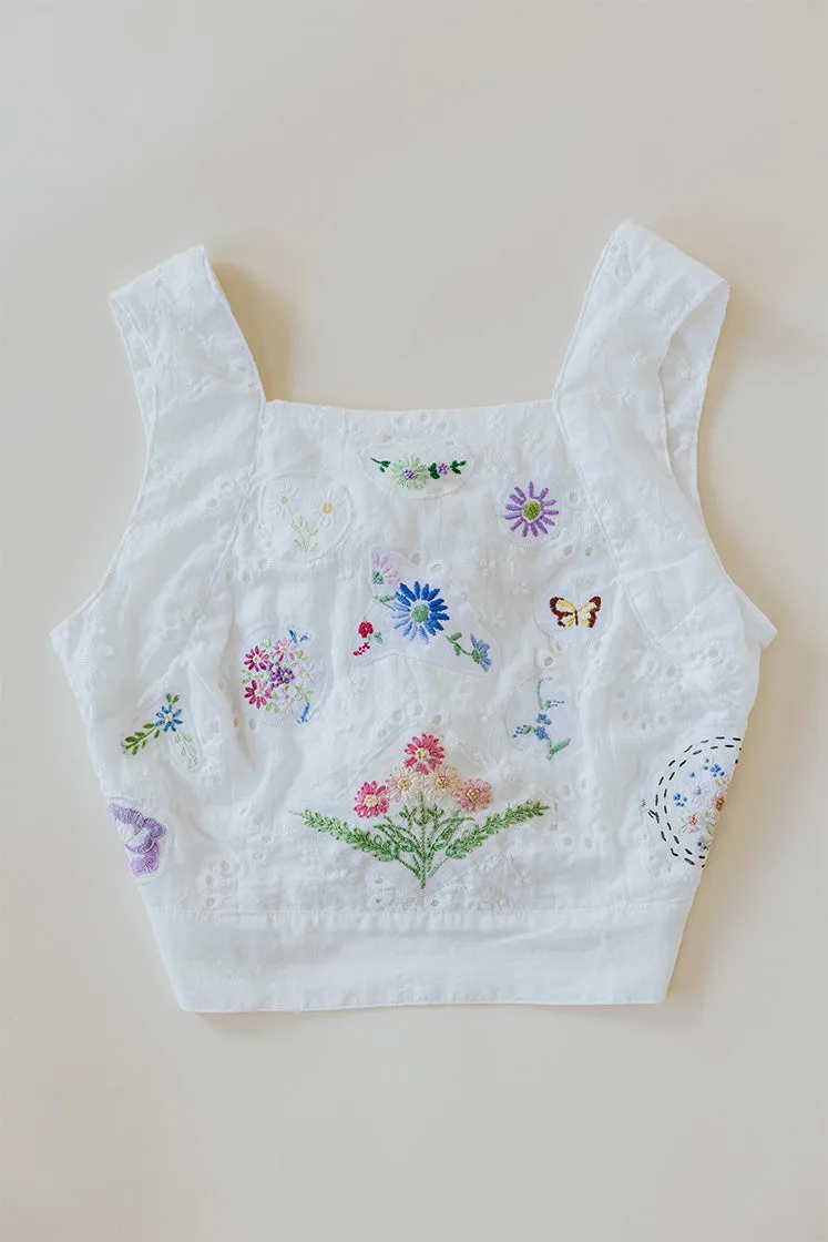 Pinafore Patchwork Crop Top - Eyelet