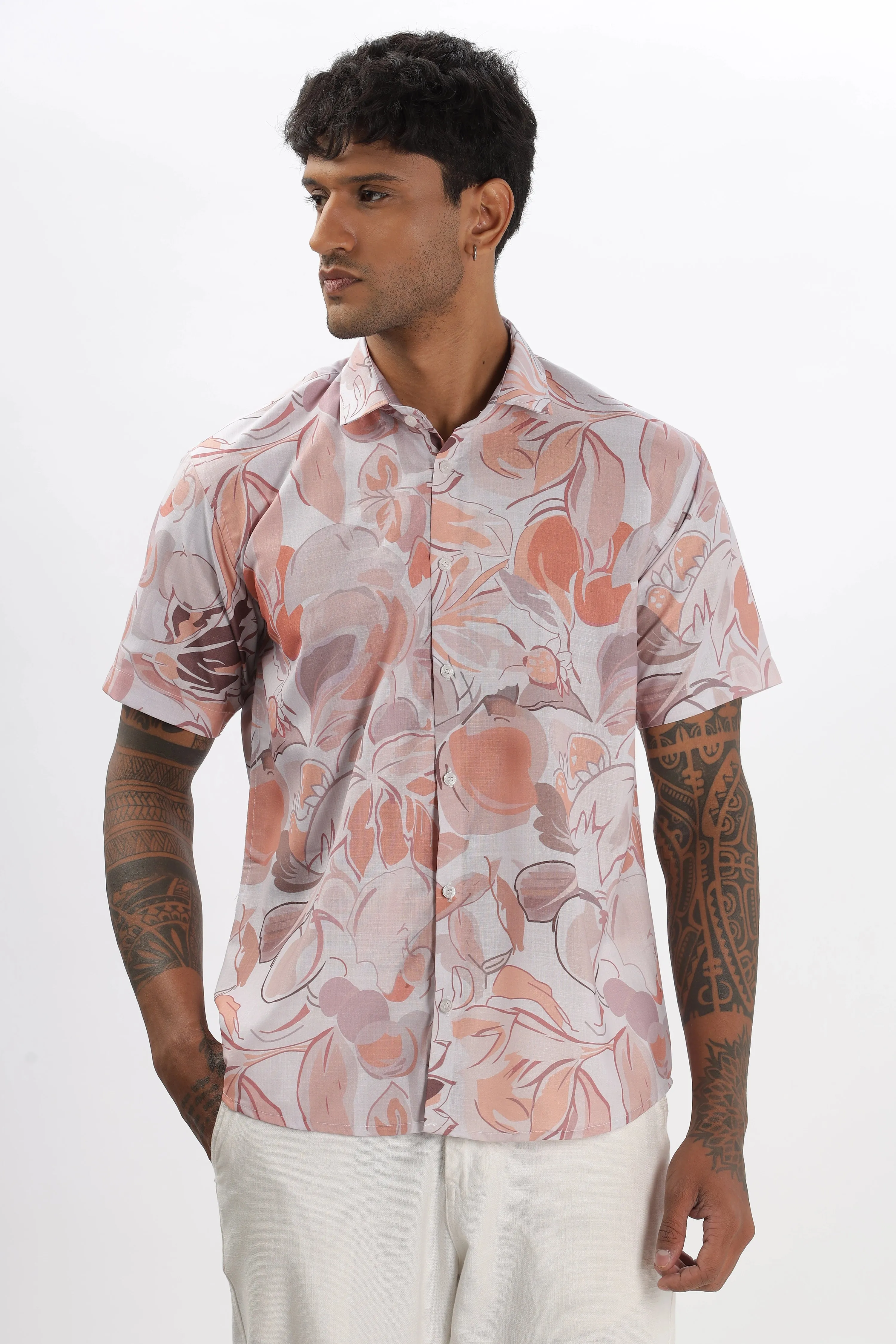 Pink bloom printed shirt