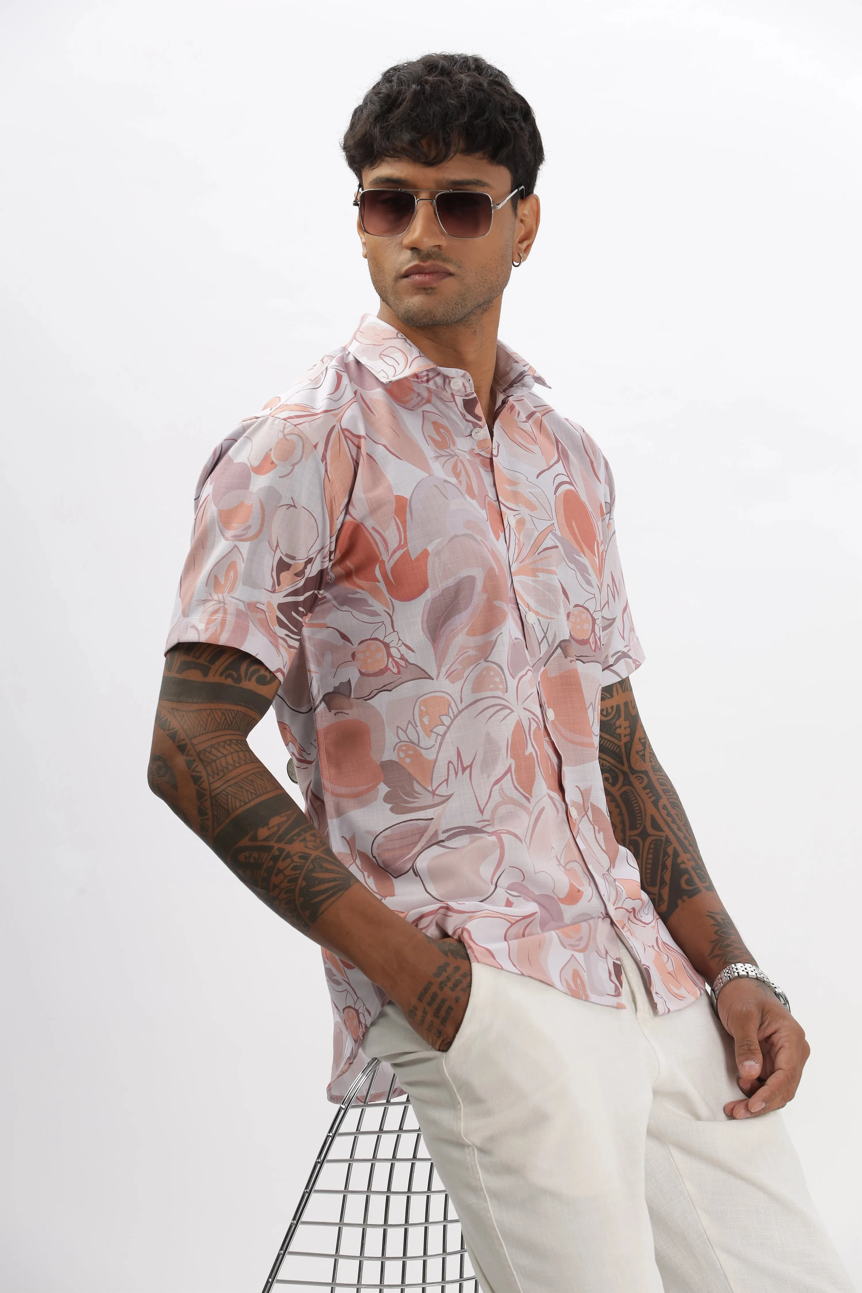 Pink bloom printed shirt