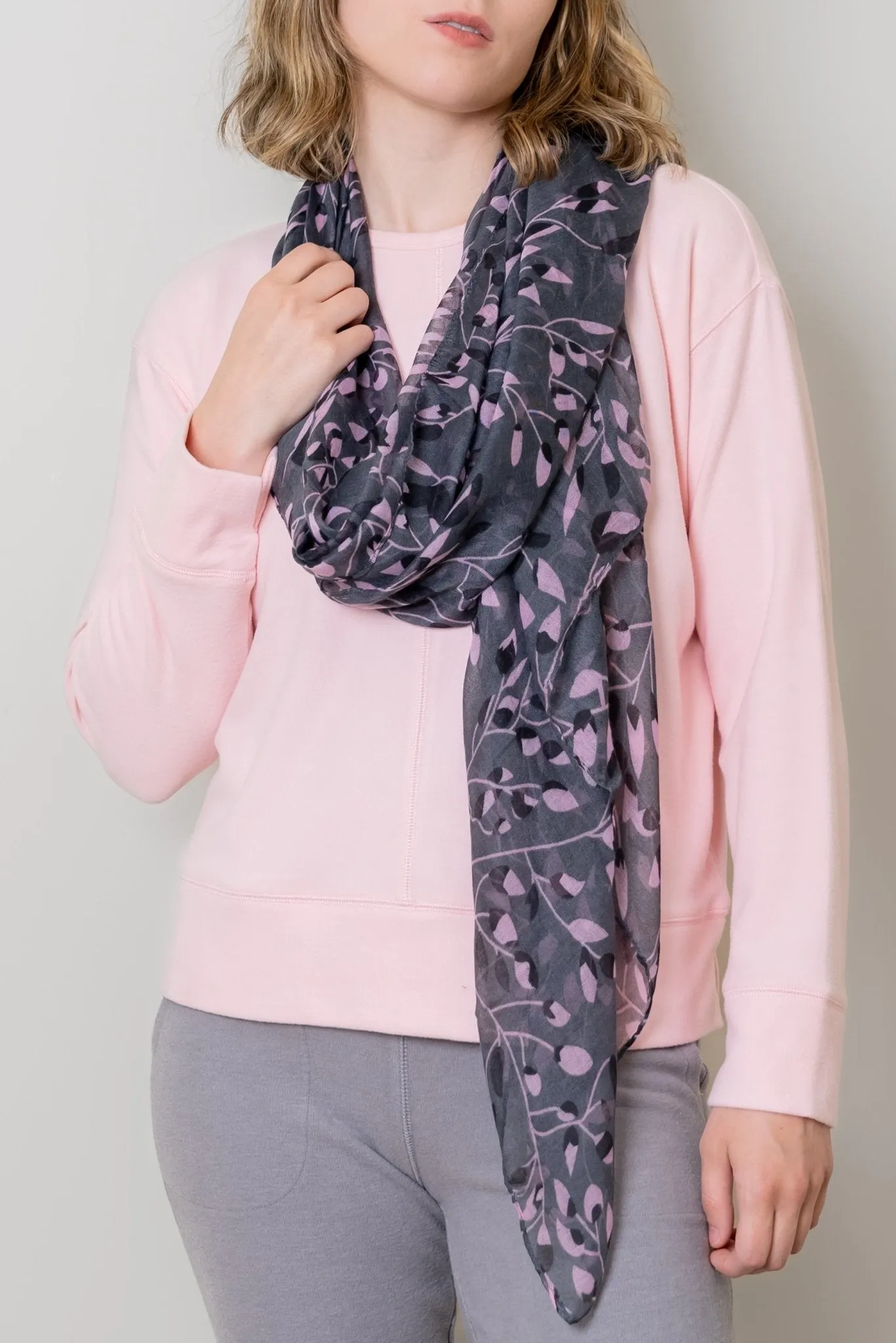 Pink Leaf Scarf