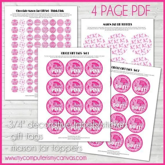 Pink Ribbon KISS PRINTABLES {Breast Cancer Awareness}