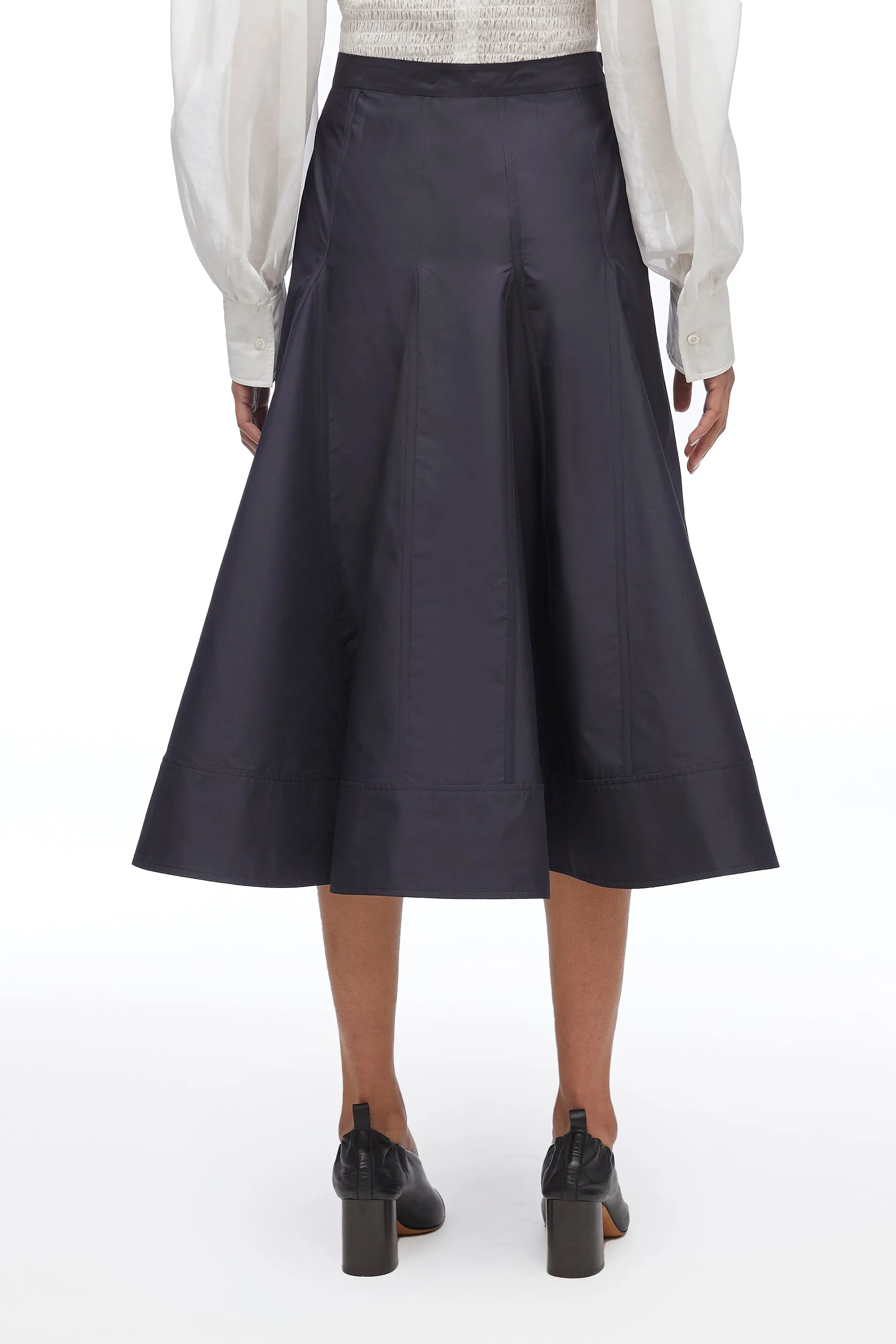 Pleated Godet Midi Skirt