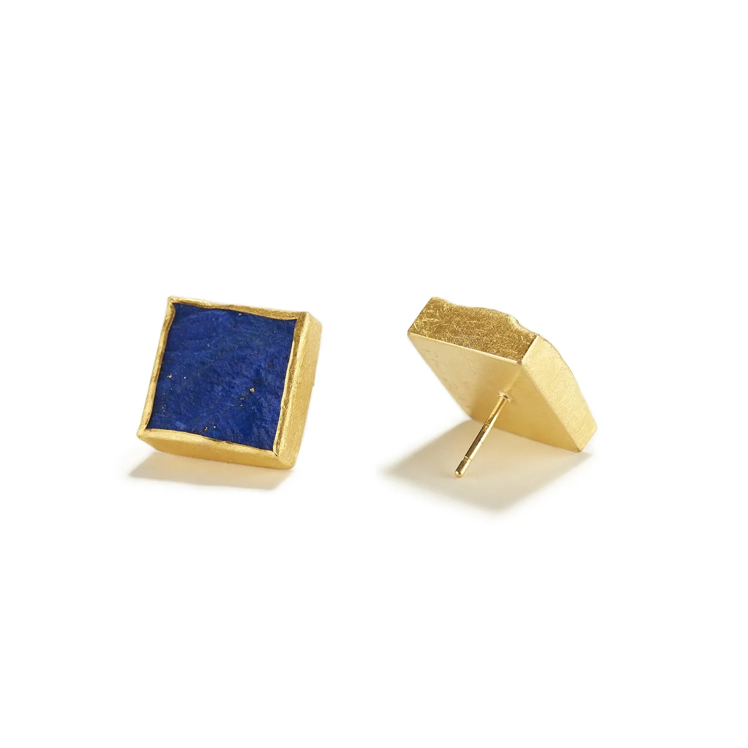 Rough Square Lapis Earrings