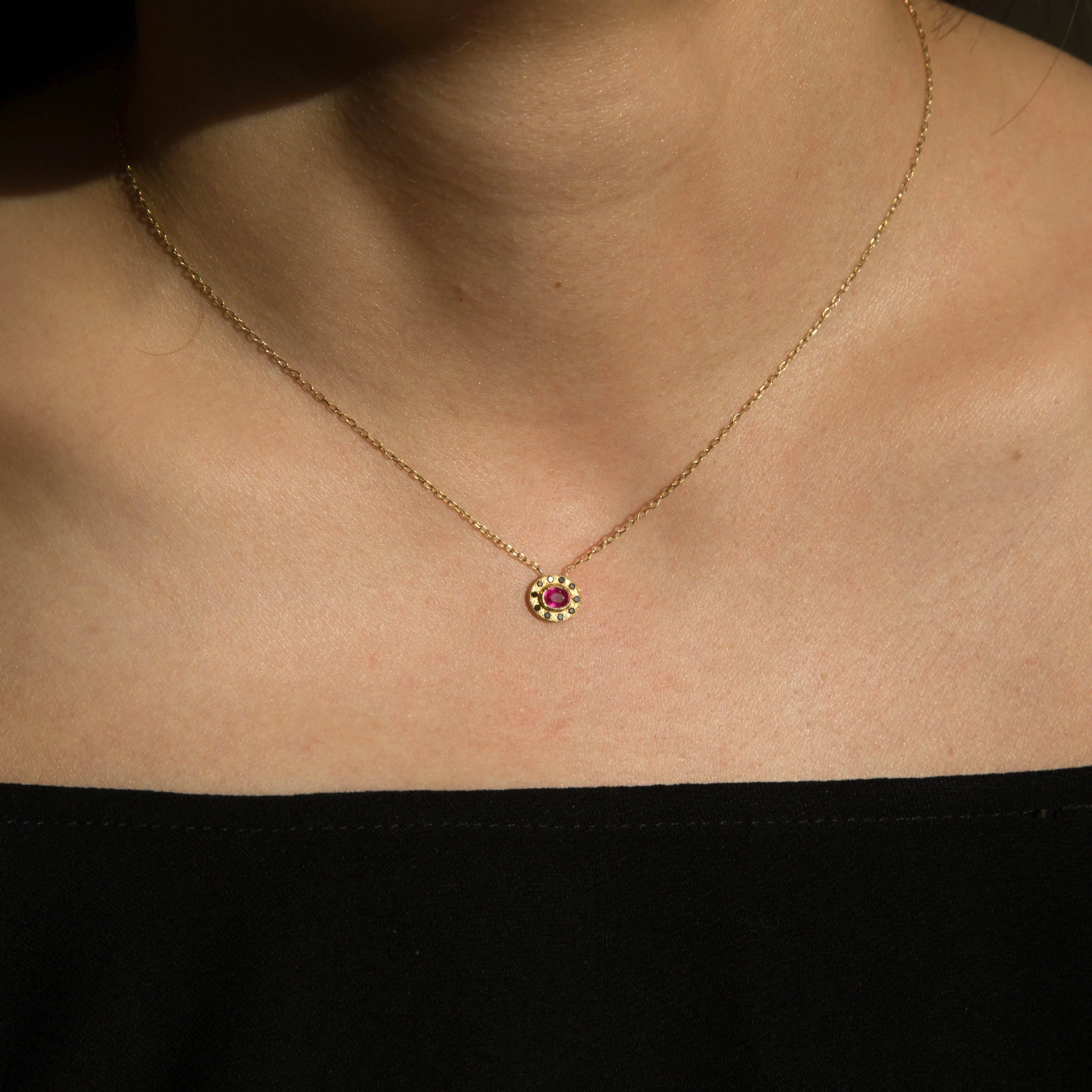 Ruby Halo Necklace