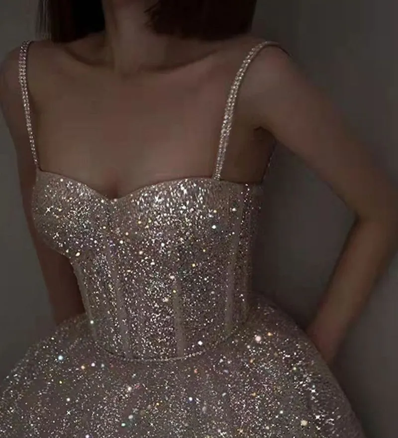 Shiny Sparkling Bustier Corset Bodice Gown Dress