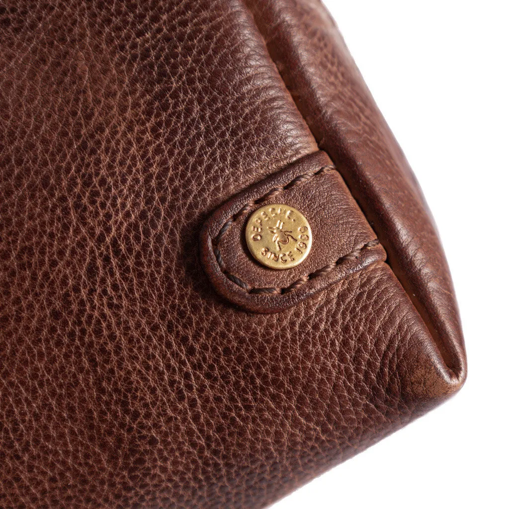 Small leather clutch in classic design / 15472 - Brandy