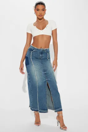 So Divine Tinted Denim Maxi Skirt - Dark Wash