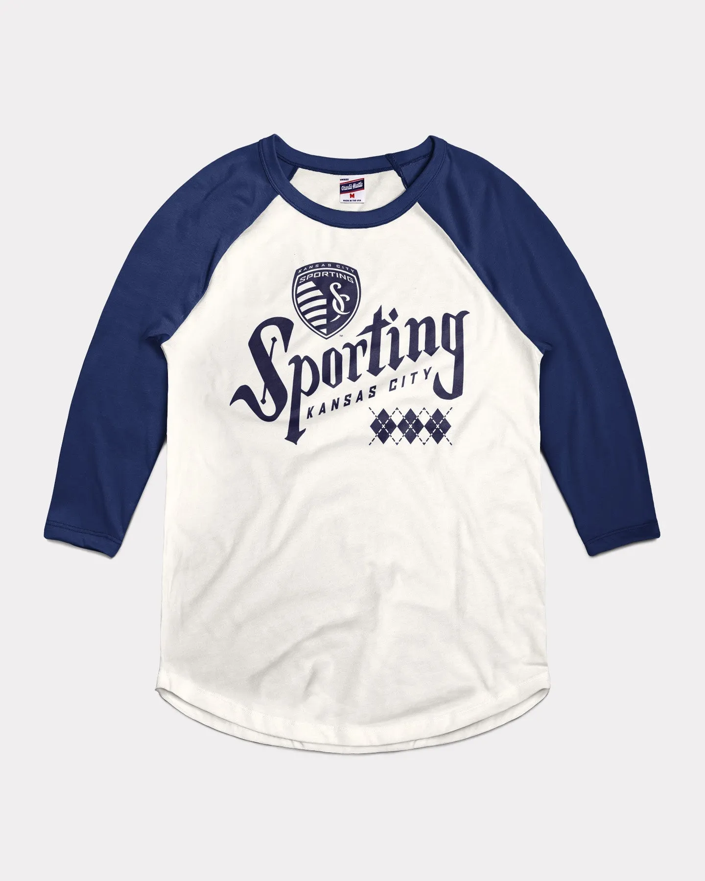 Sporting KC Classic Argyle White & Navy Raglan