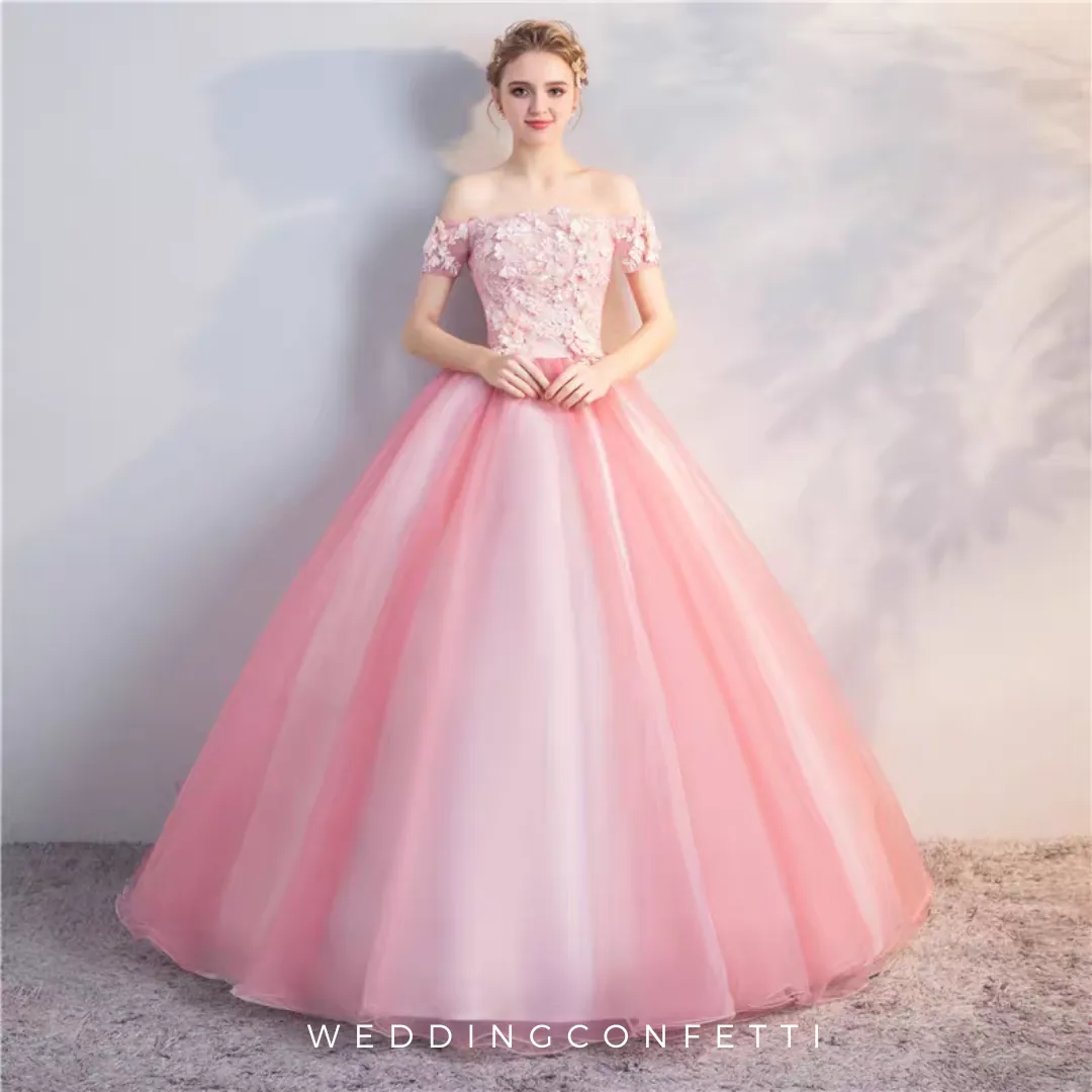 The Mallory Pink Ball Off Shoulder/Sleeveless Gown (Available in 2 Designs)