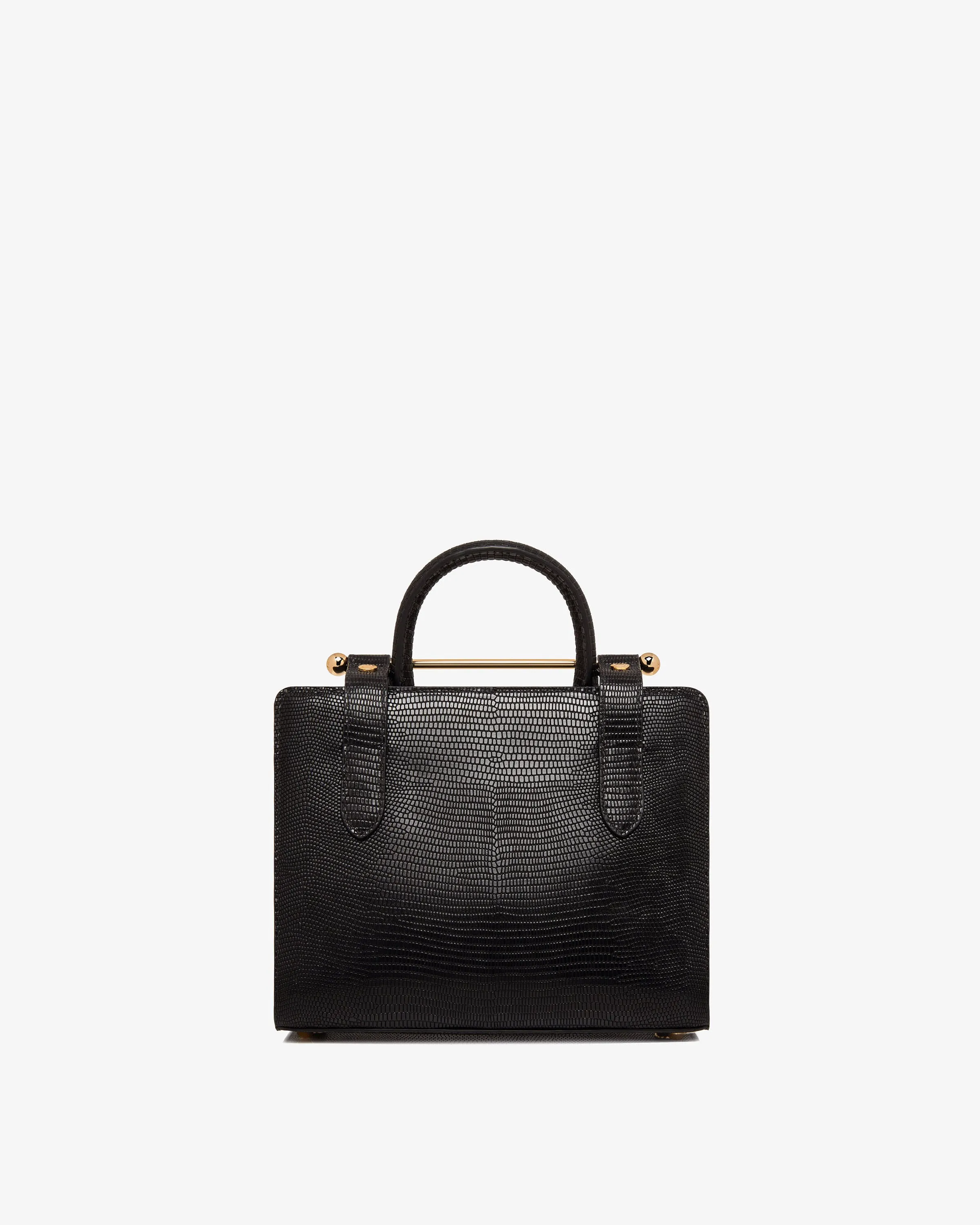 The Strathberry Mini Tote - Lizard-Embossed Leather Black