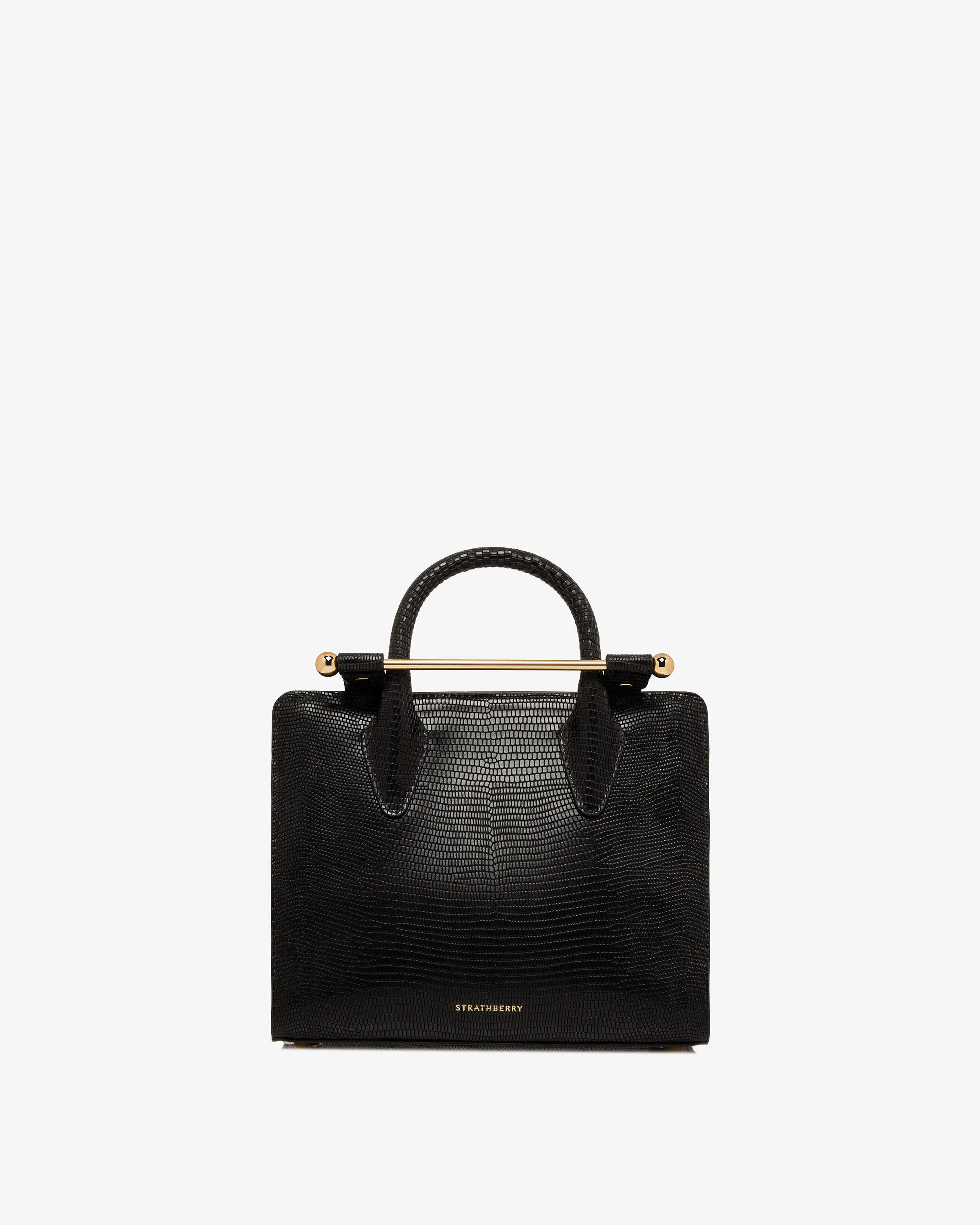 The Strathberry Mini Tote - Lizard-Embossed Leather Black