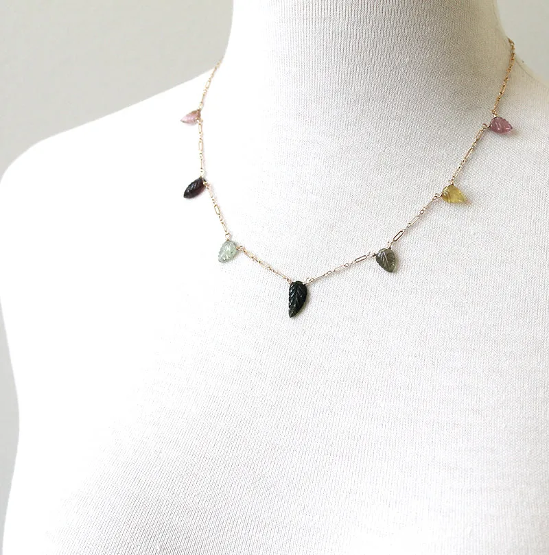 Tourmaline Leaf Necklace