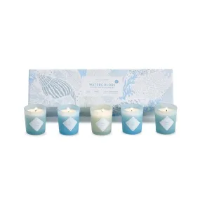 Two's Company Watercolors Set of 5 Scented Candles in Gift Box