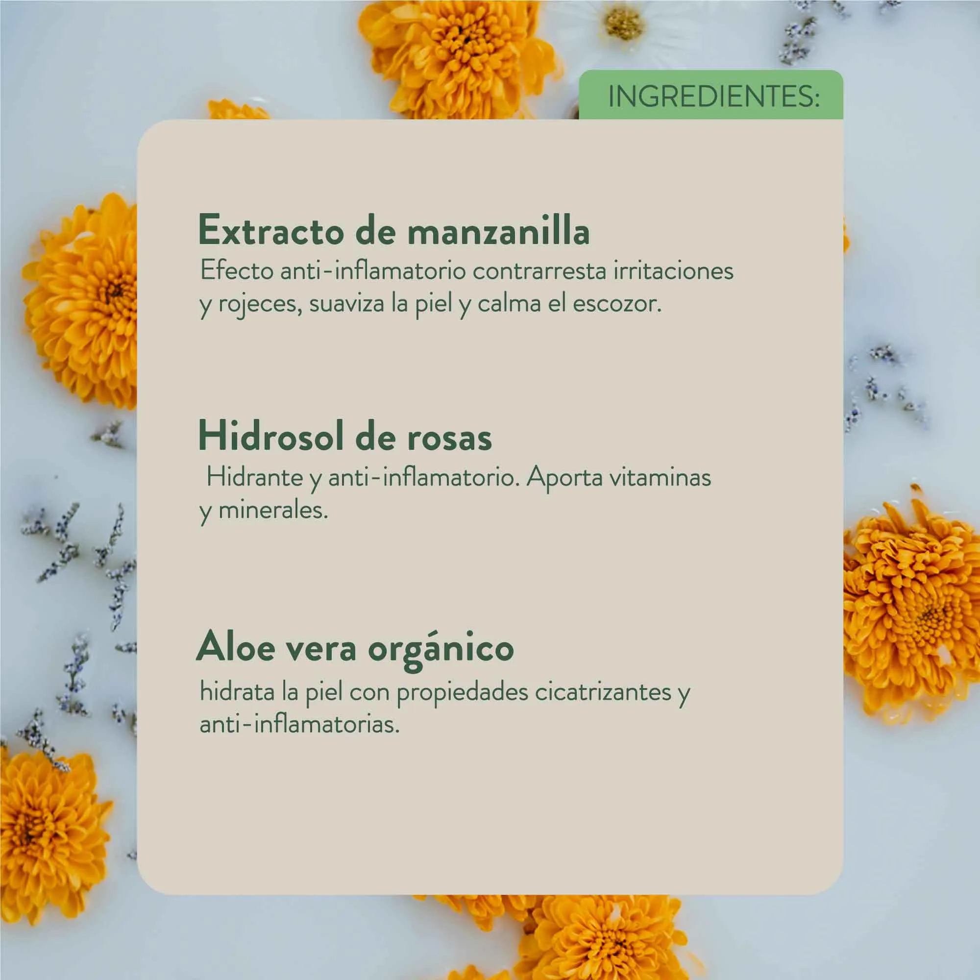 Tónico hidratante manzanilla y rosas