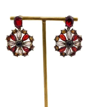 【USA輸入】ヴィンテージ MONET ガーネットレッド フローラル ビジュー ピアス/Vintage MONET Garnet Floral Bijou Earrings